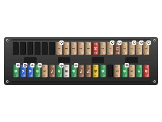 2000 BMW 3 Series E46 Glove compartment fuse box, right half (fuses 16-34 and 53-71) diagram