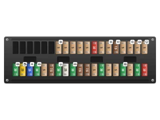 2002 BMW 3 Series E46 Glove compartment fuse box, right half (fuses 16-34 and 53-71) diagram