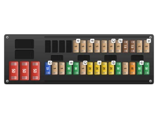 2003 BMW 3 Series E46 Glove compartment fuse box, left half (fuses 1-15 and 35-52) diagram