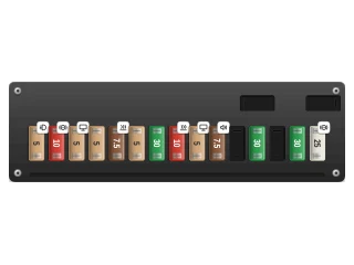 2000 BMW 5 Series E39 Glove compartment fuse box, positions 16-30 (middle part of the row) diagram